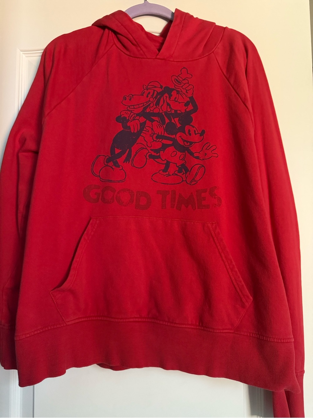 Disney Red 'Good Times' Crewneck Hoodie Large